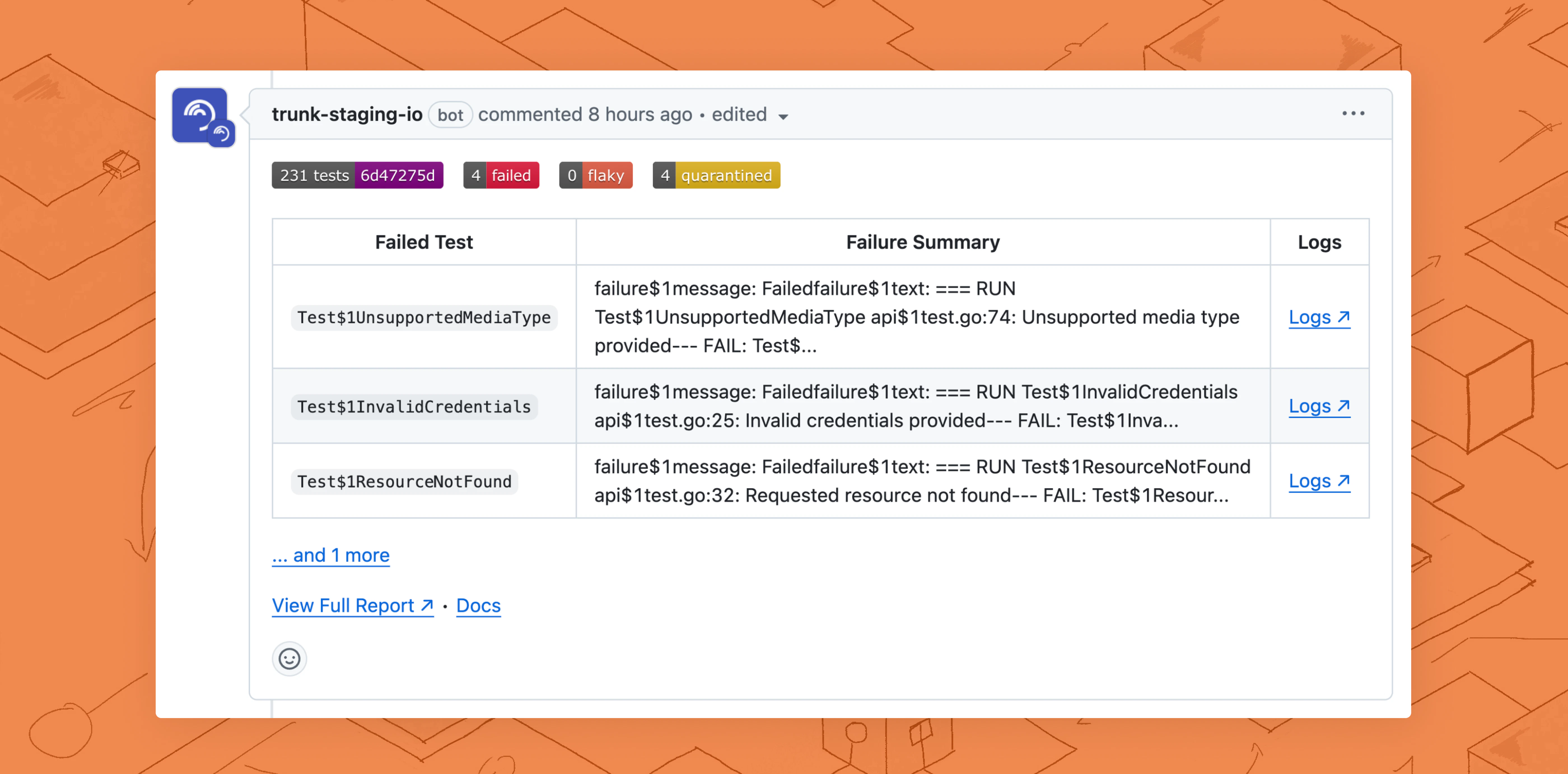 PR comment linking to PR Test Summary