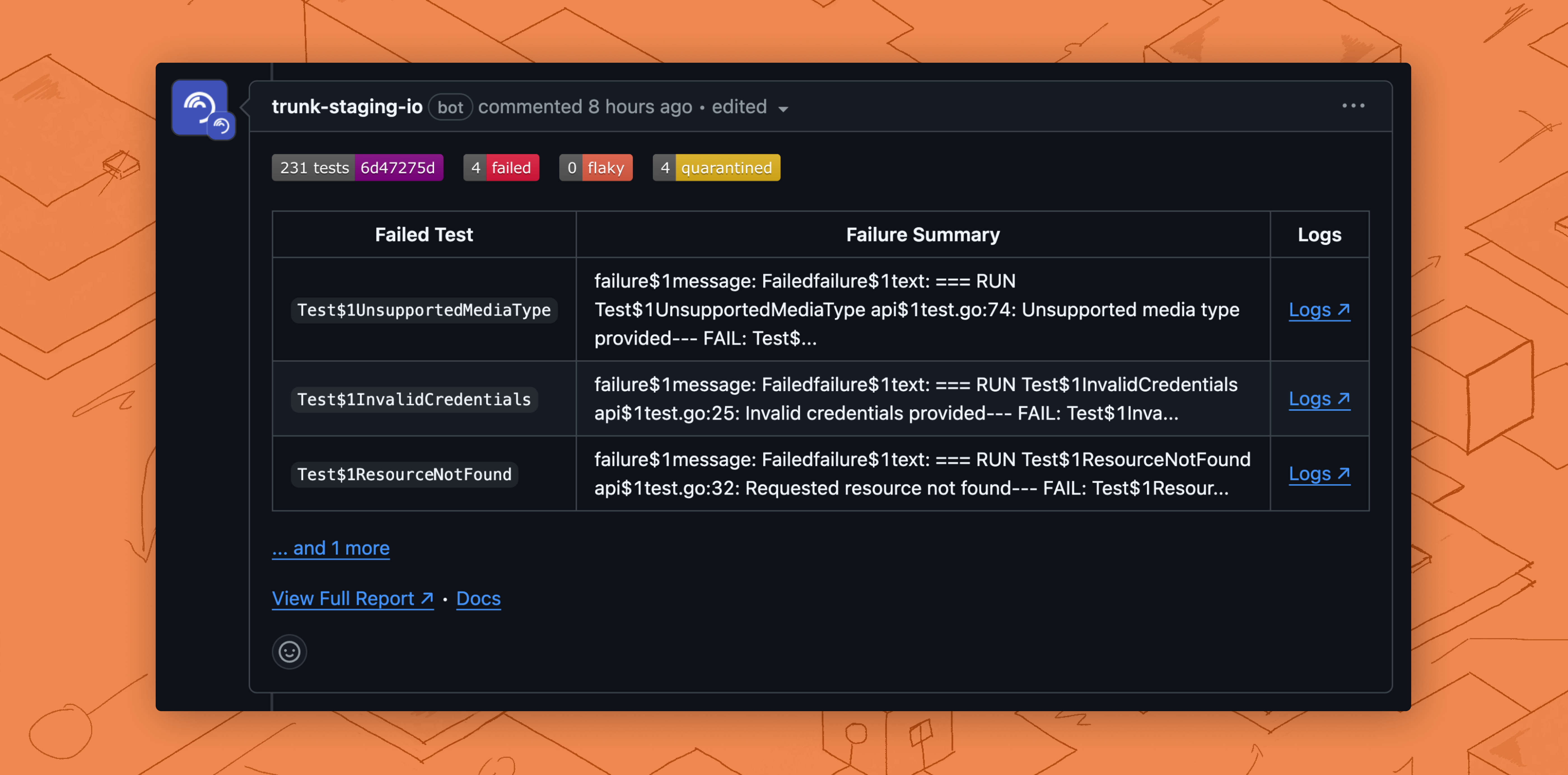 PR comment linking to PR Test Summary