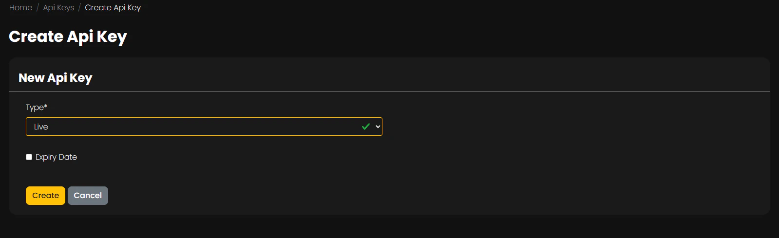 Apikey admin screenshot