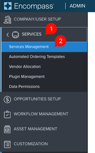 Navigate to Services Management