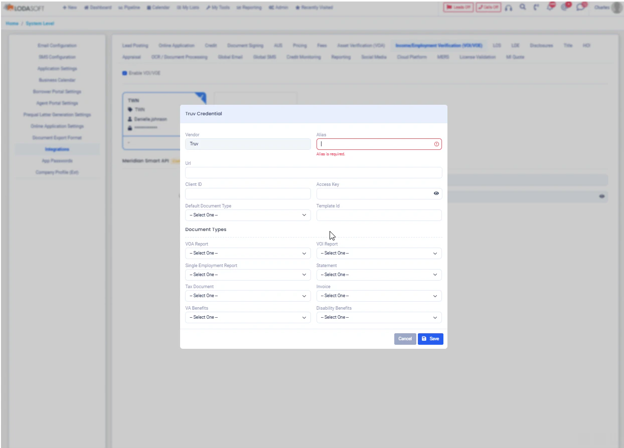 Lodasoft API Credential