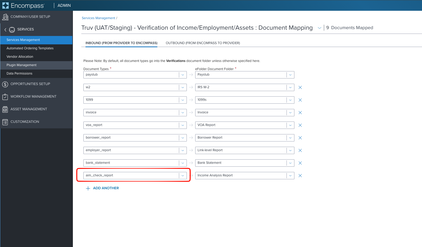 Document Mapping, aim_check_report to Income Analysis Report