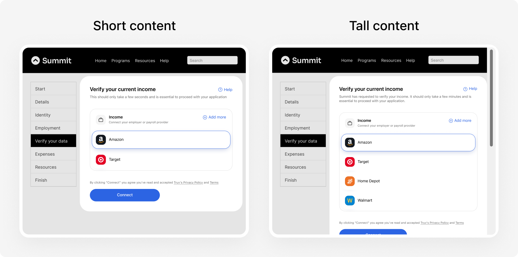 Inline order page embedded in a host page, sized to its content, with a single page scrollbar