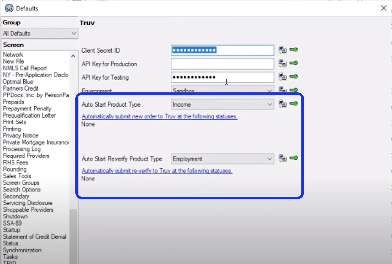 Auto-Run conditions setup