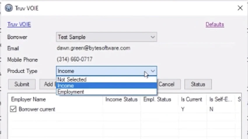 Product type selection