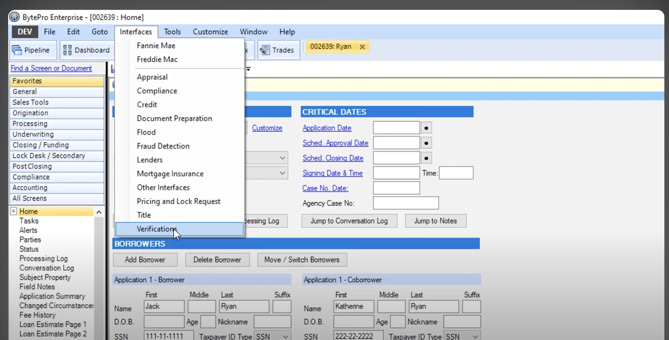 Interfaces — Verifications section in BYTE