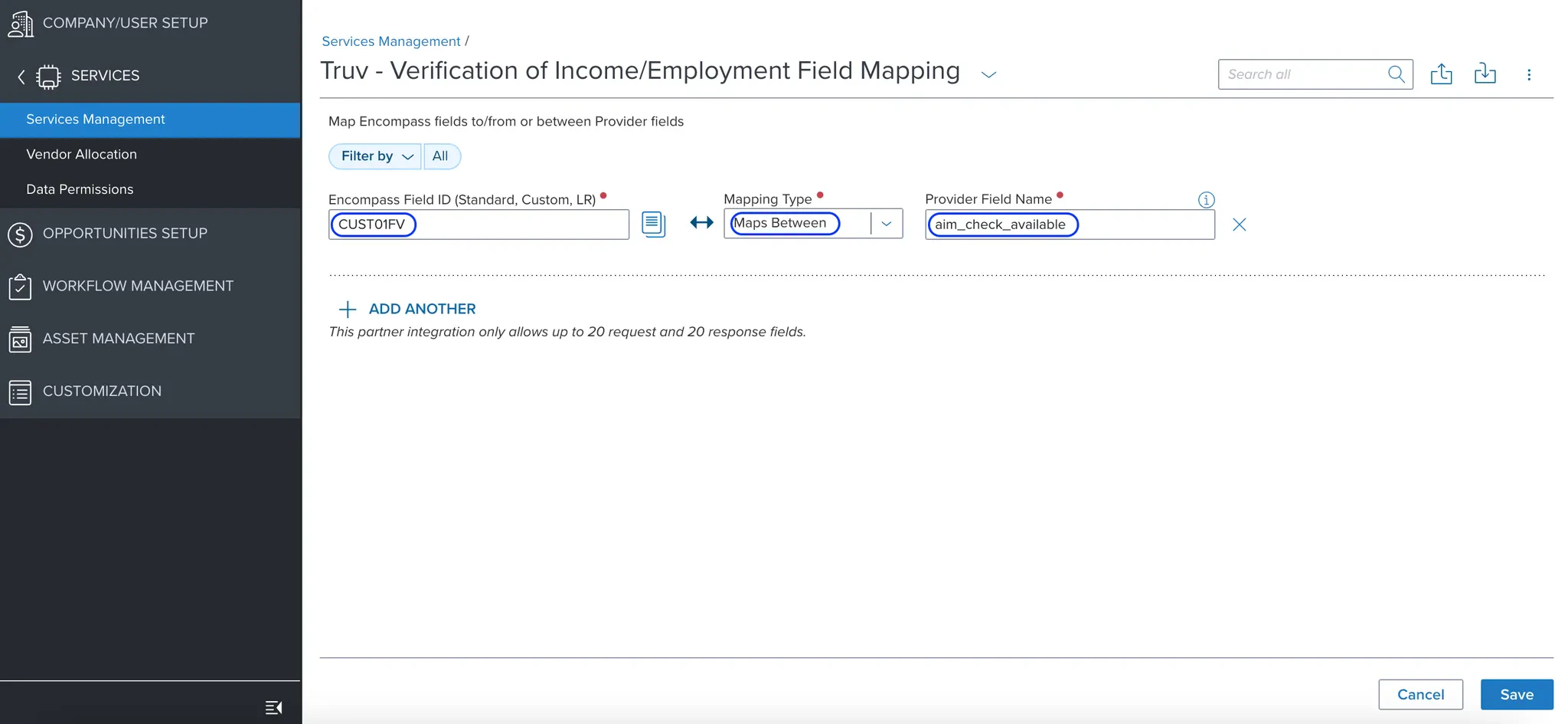 Field mapping configuration