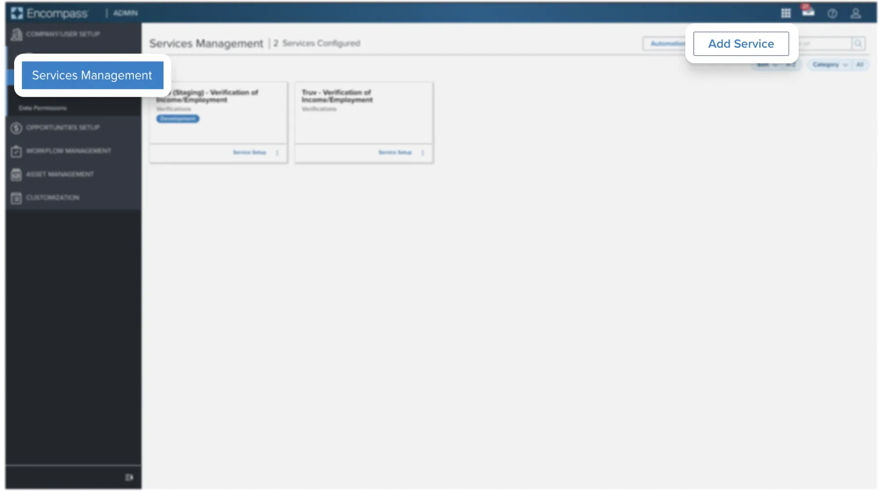 Add Truv as a service in Encompass Services Management
