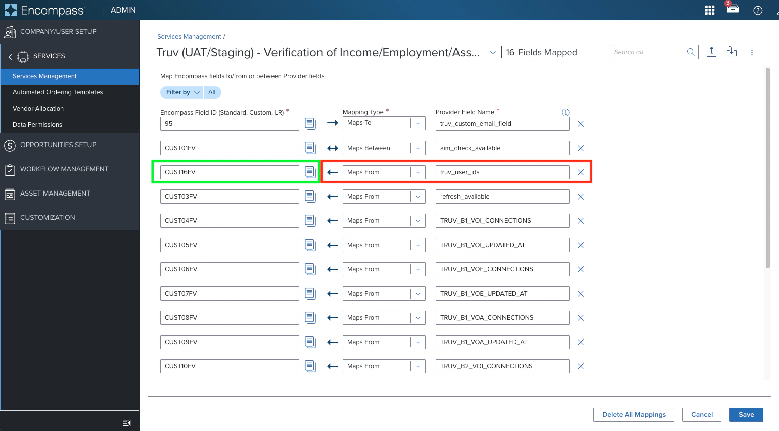 Truv User ID field mapping configuration
