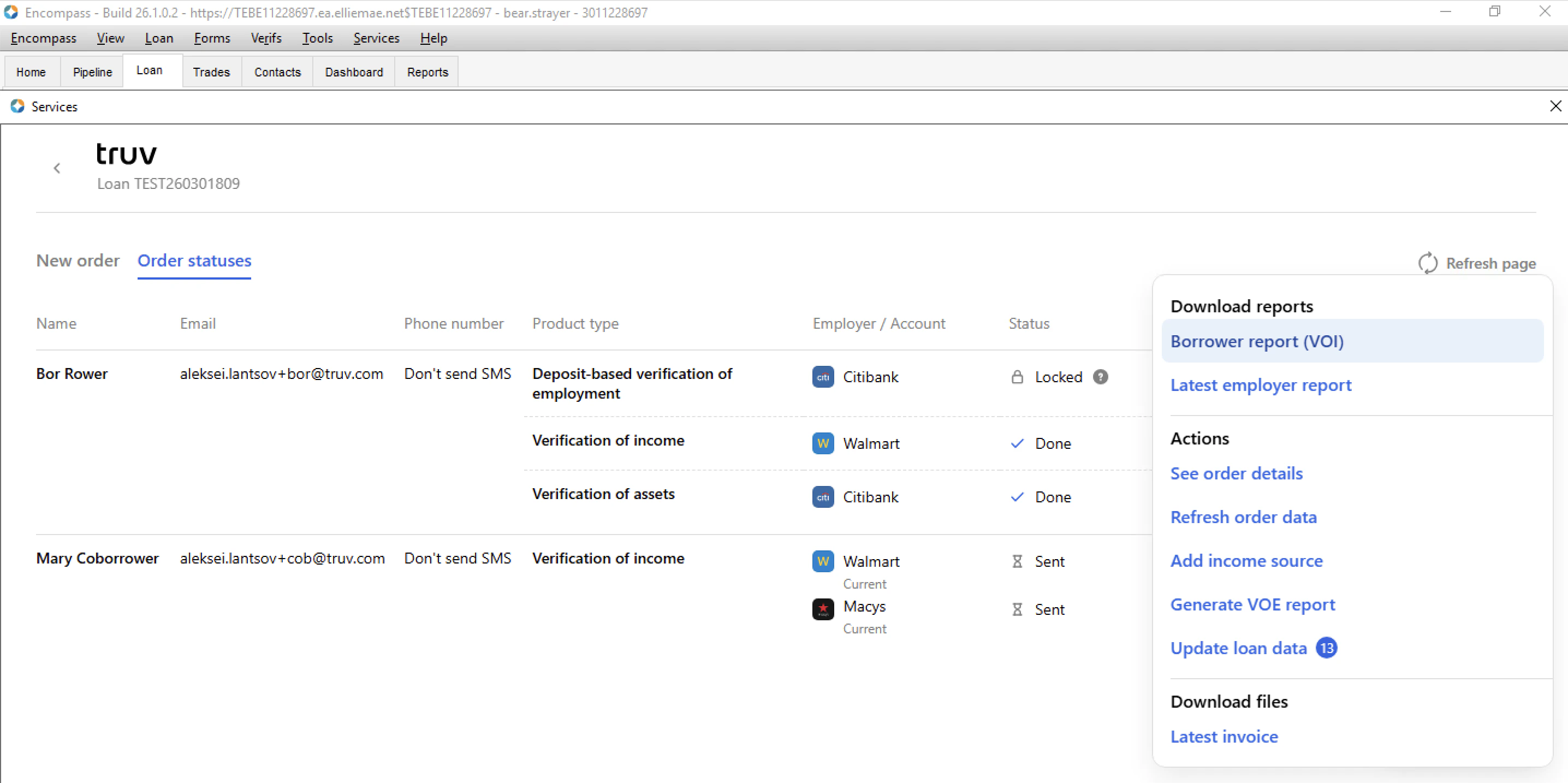 Download report from Order statuses tab