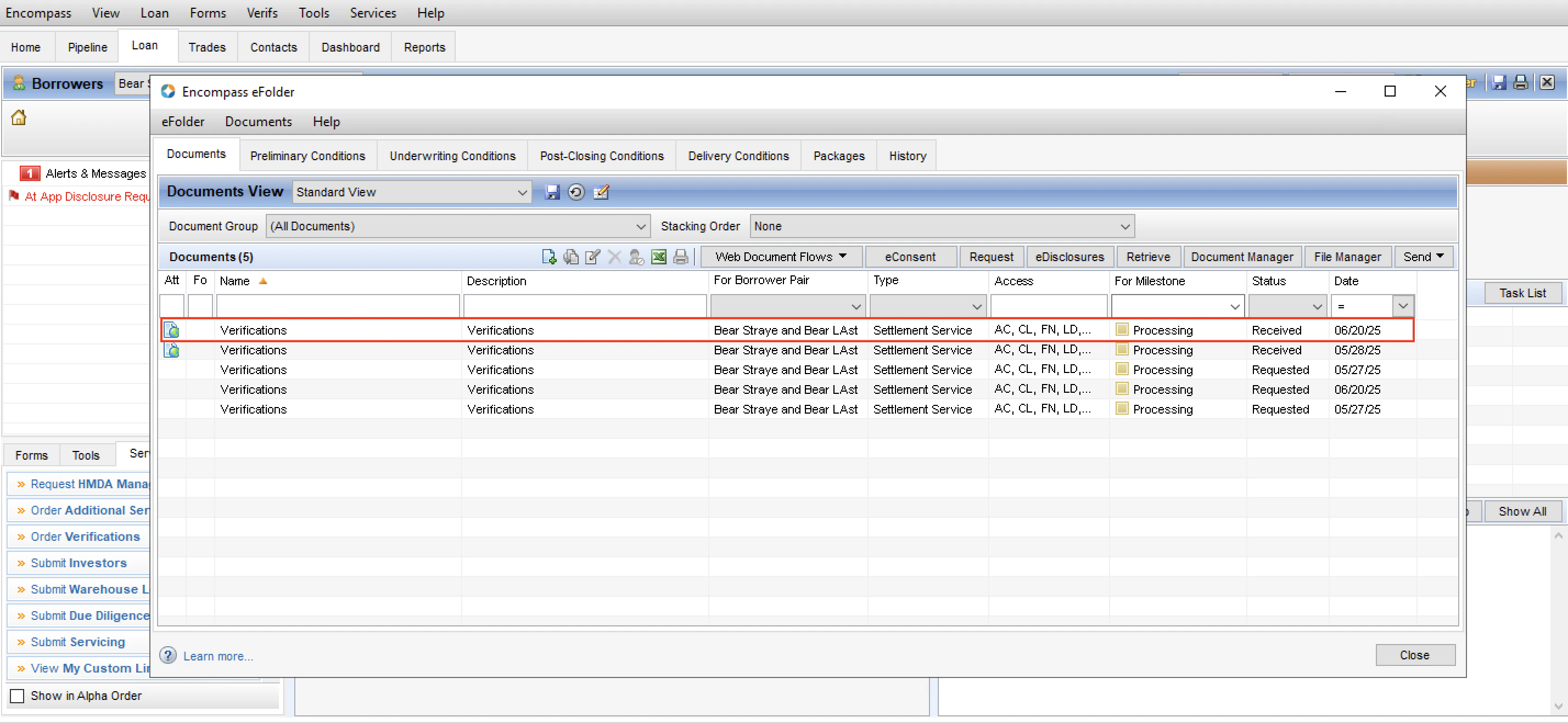 Access completed report in Encompass eFolder