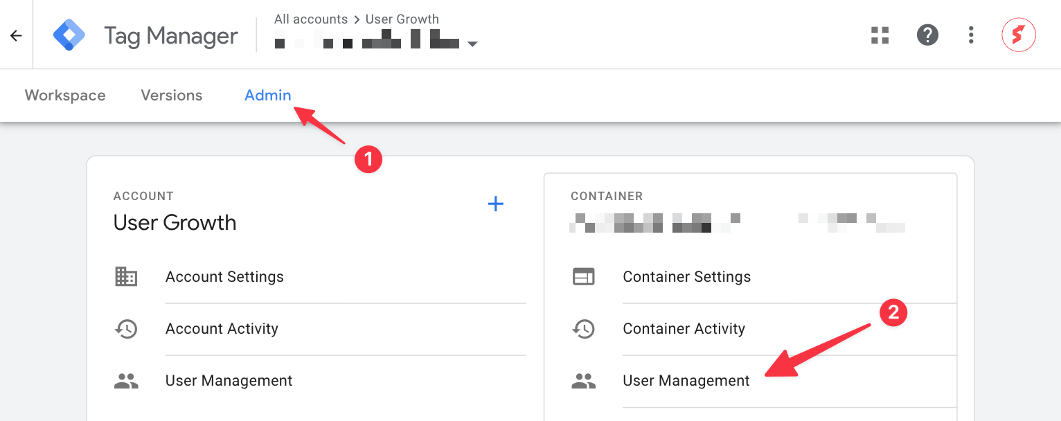 User Management under the container level in Google Tag Manager
