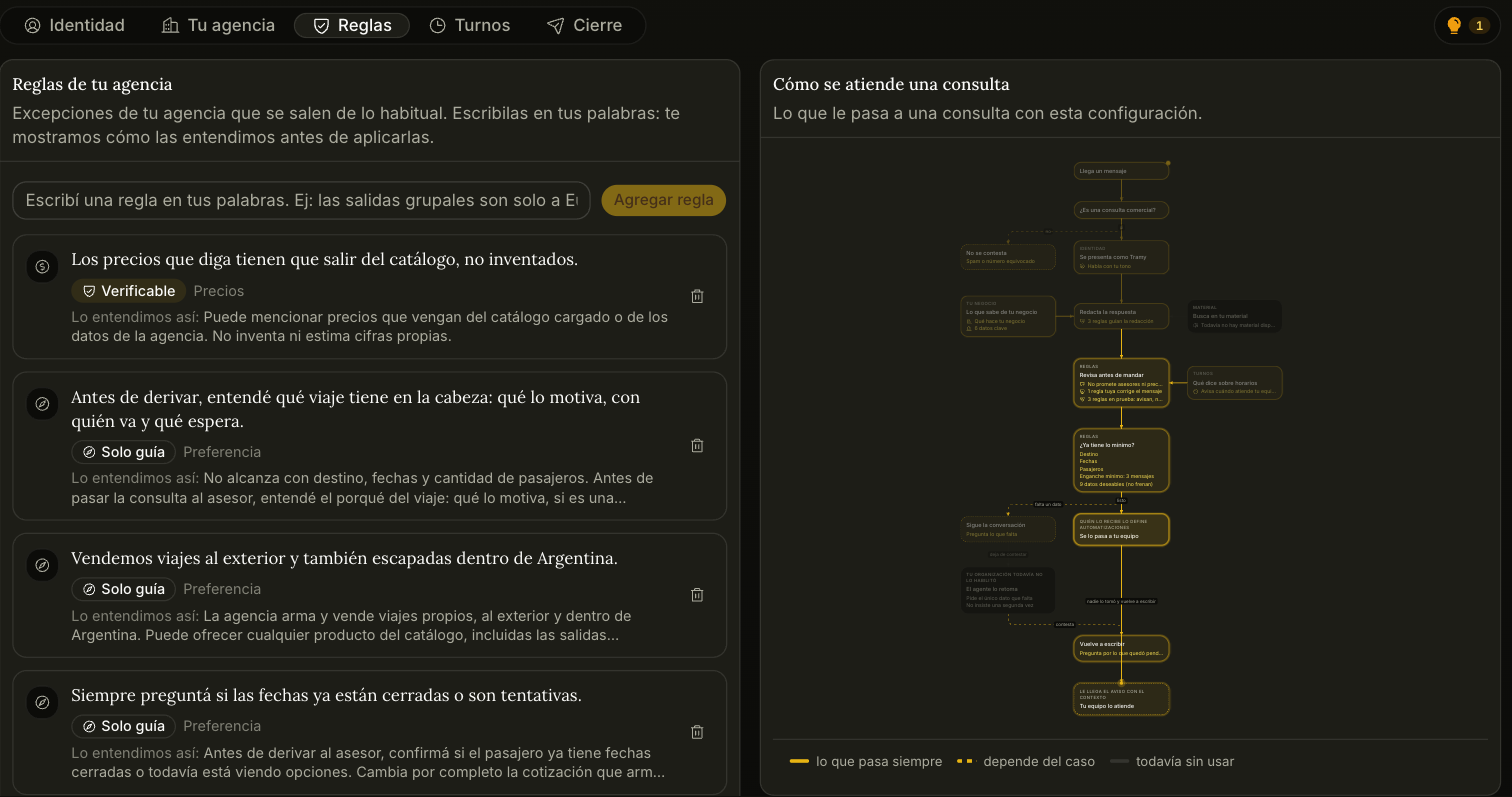 Aba Regras, com regras classificadas como verificáveis ou apenas orientação