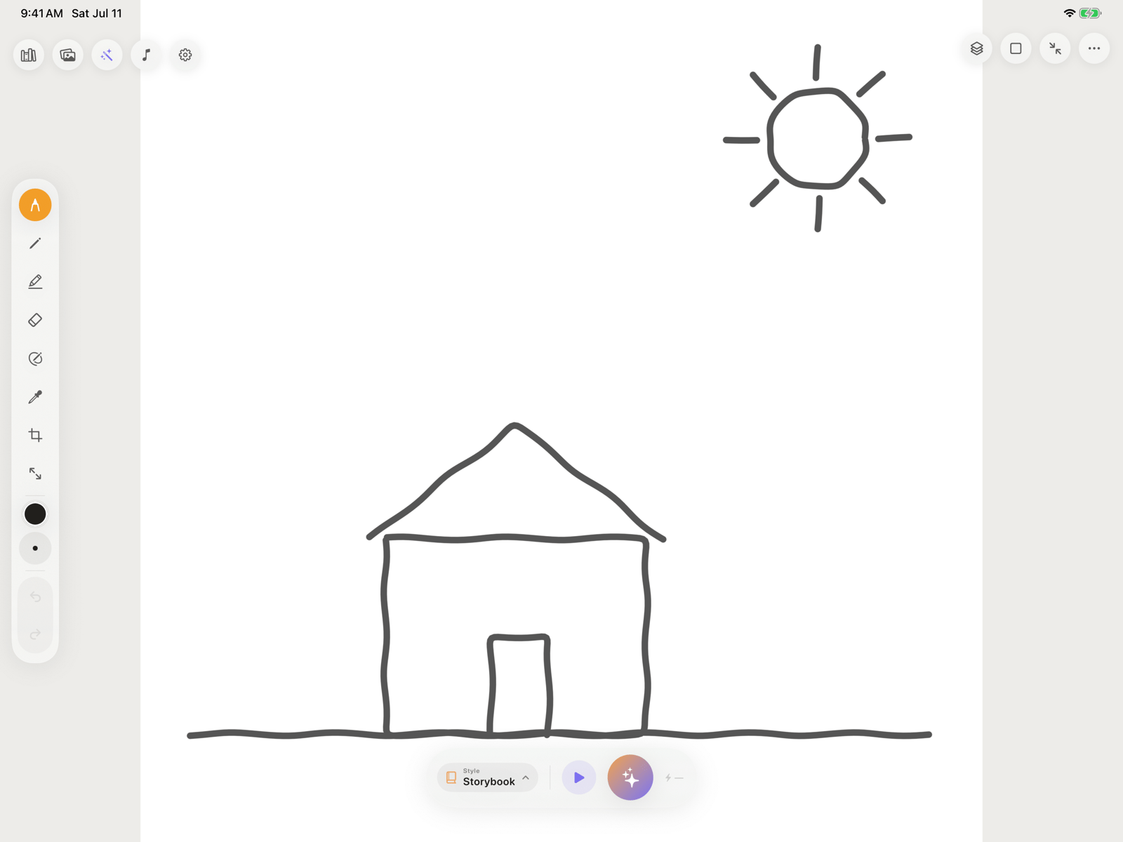 Pixio Canvas drawing workspace on iPad