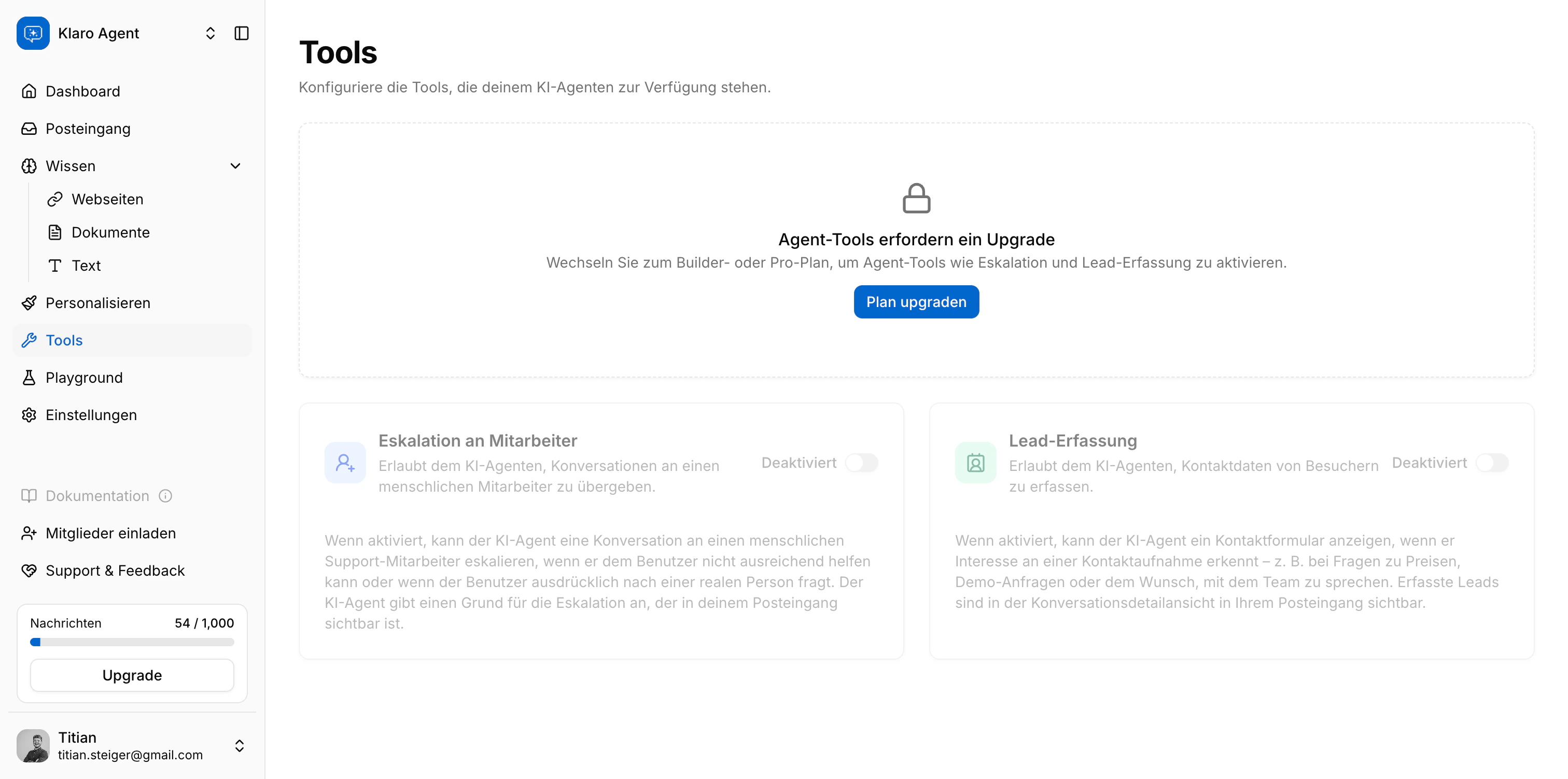 Feature-Gate auf der Tools-Seite