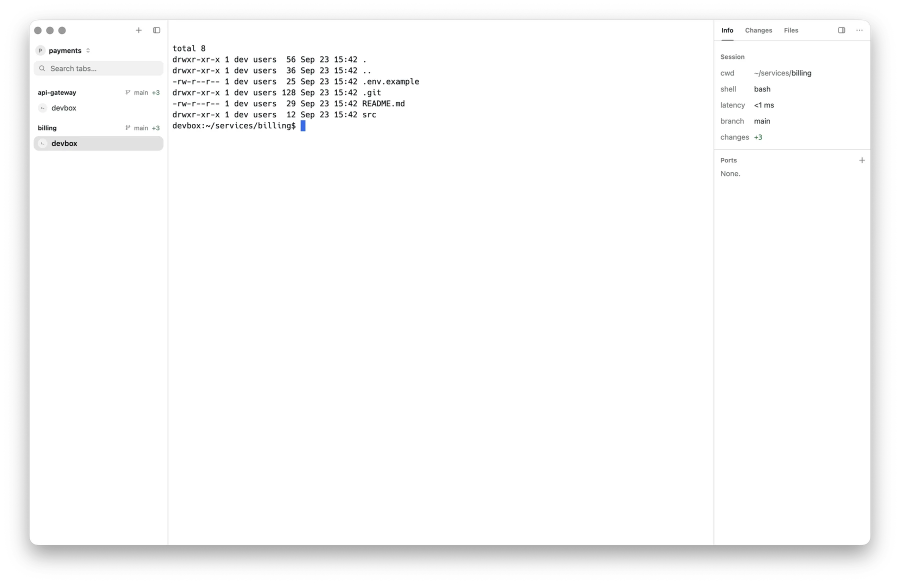 A remote workspace in tty7