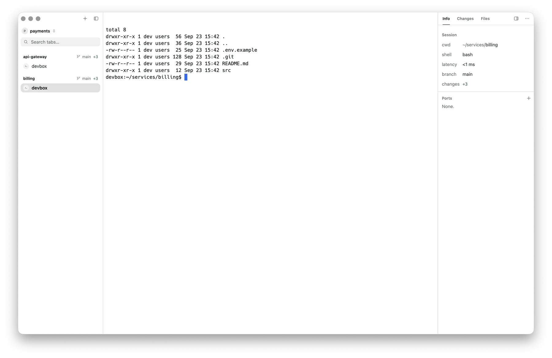 A remote workspace in tty7