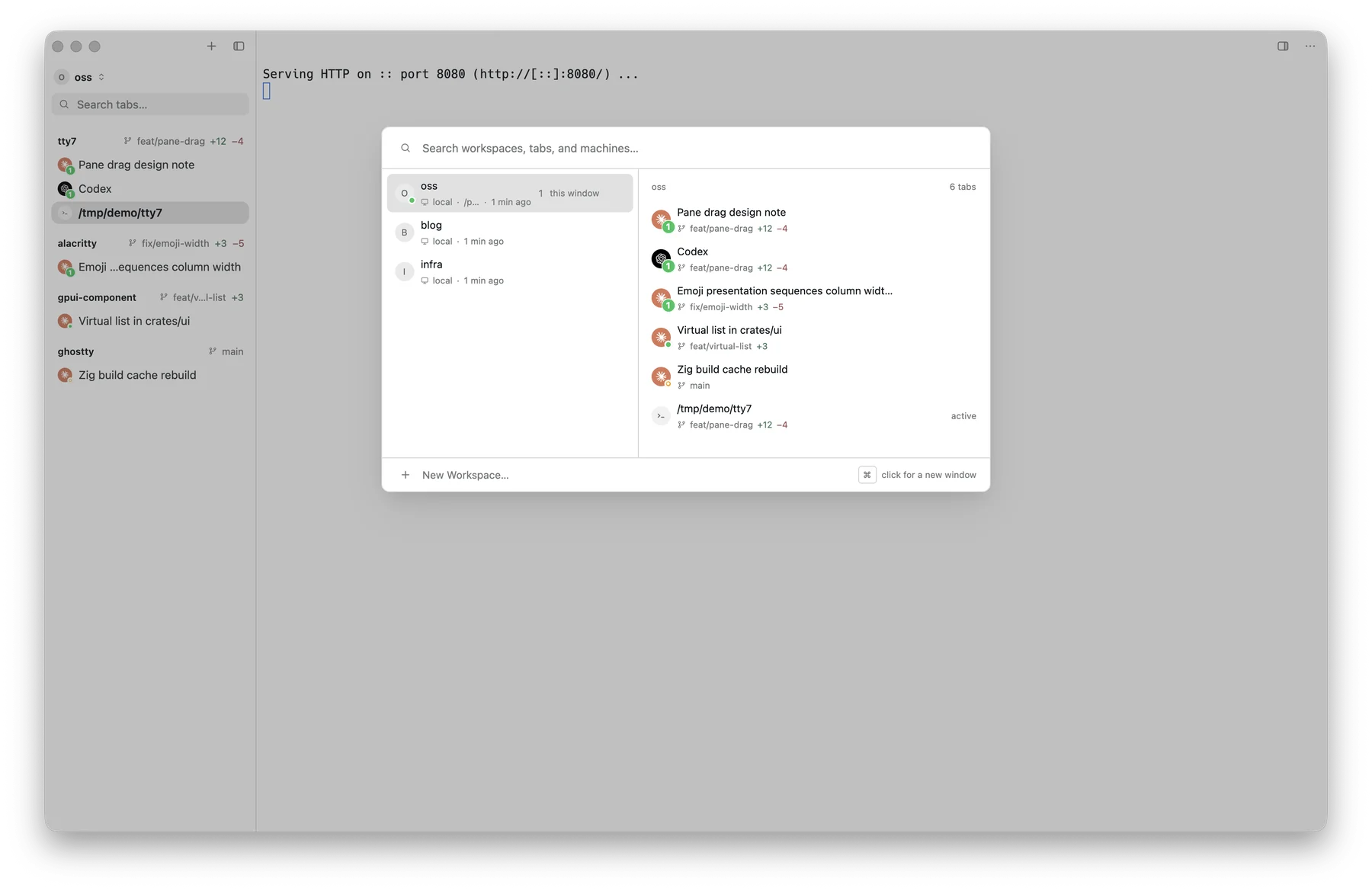 The tty7 workspace switcher