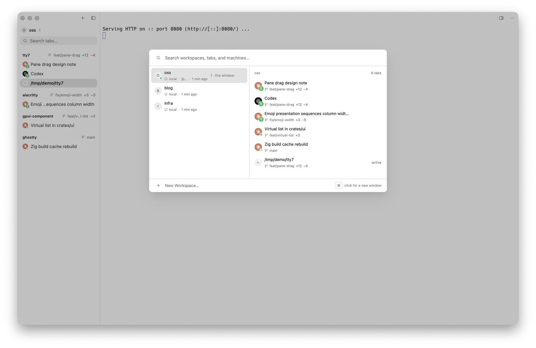The tty7 workspace switcher