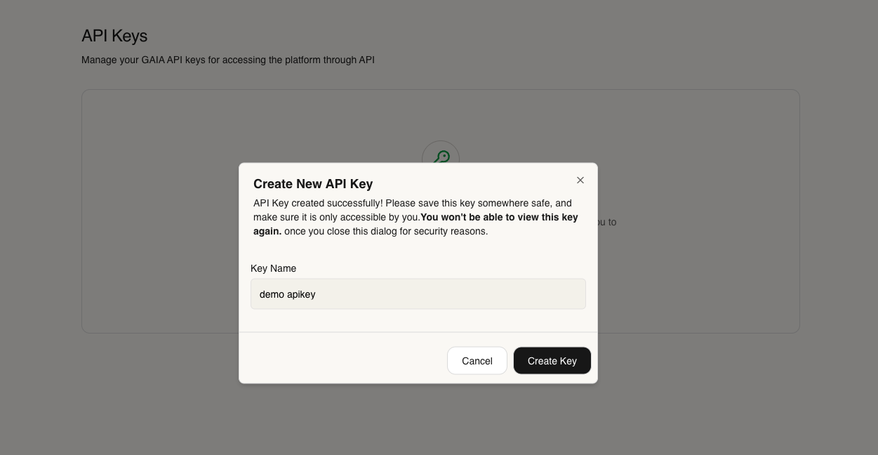 Create API Key - Light