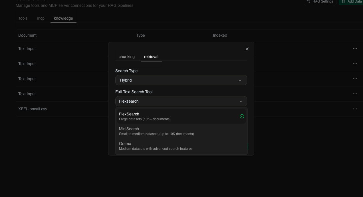 Full-text search settings