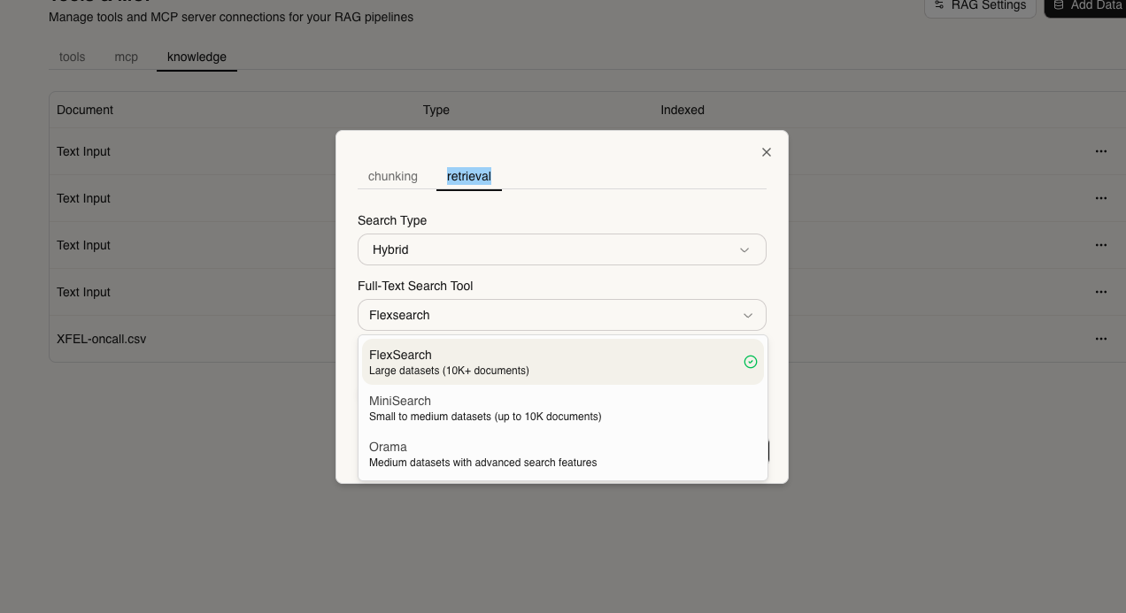 Full-text search settings