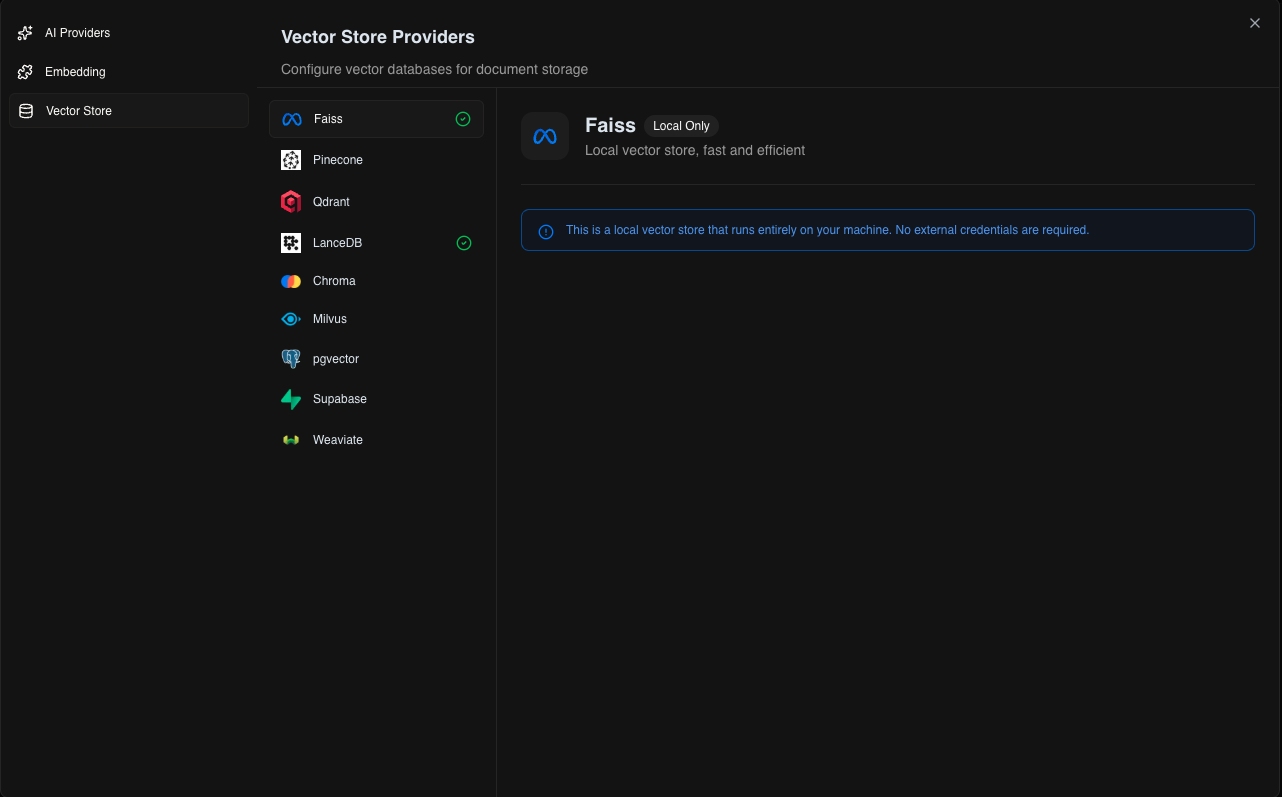 Vector store options