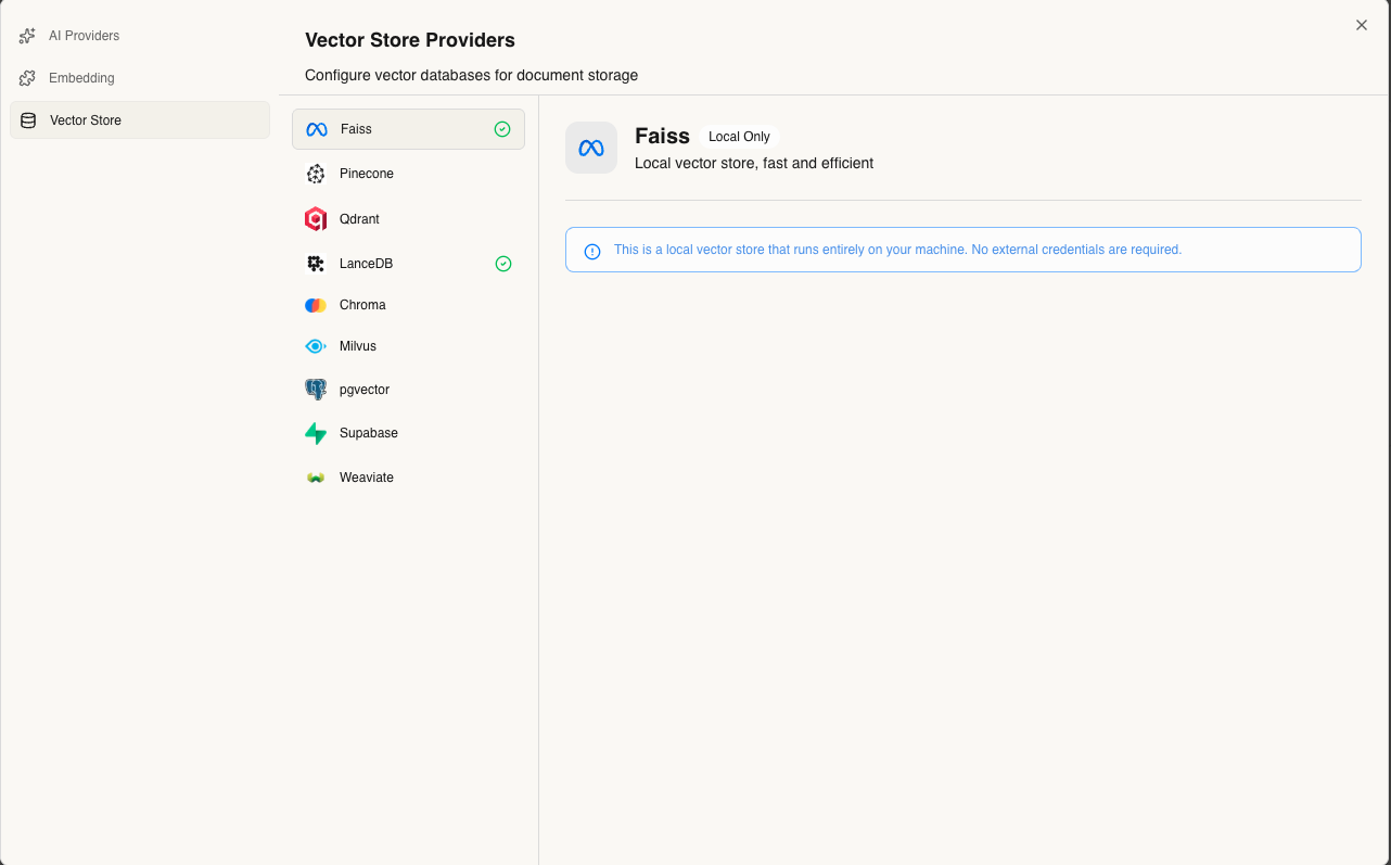 Vector store options