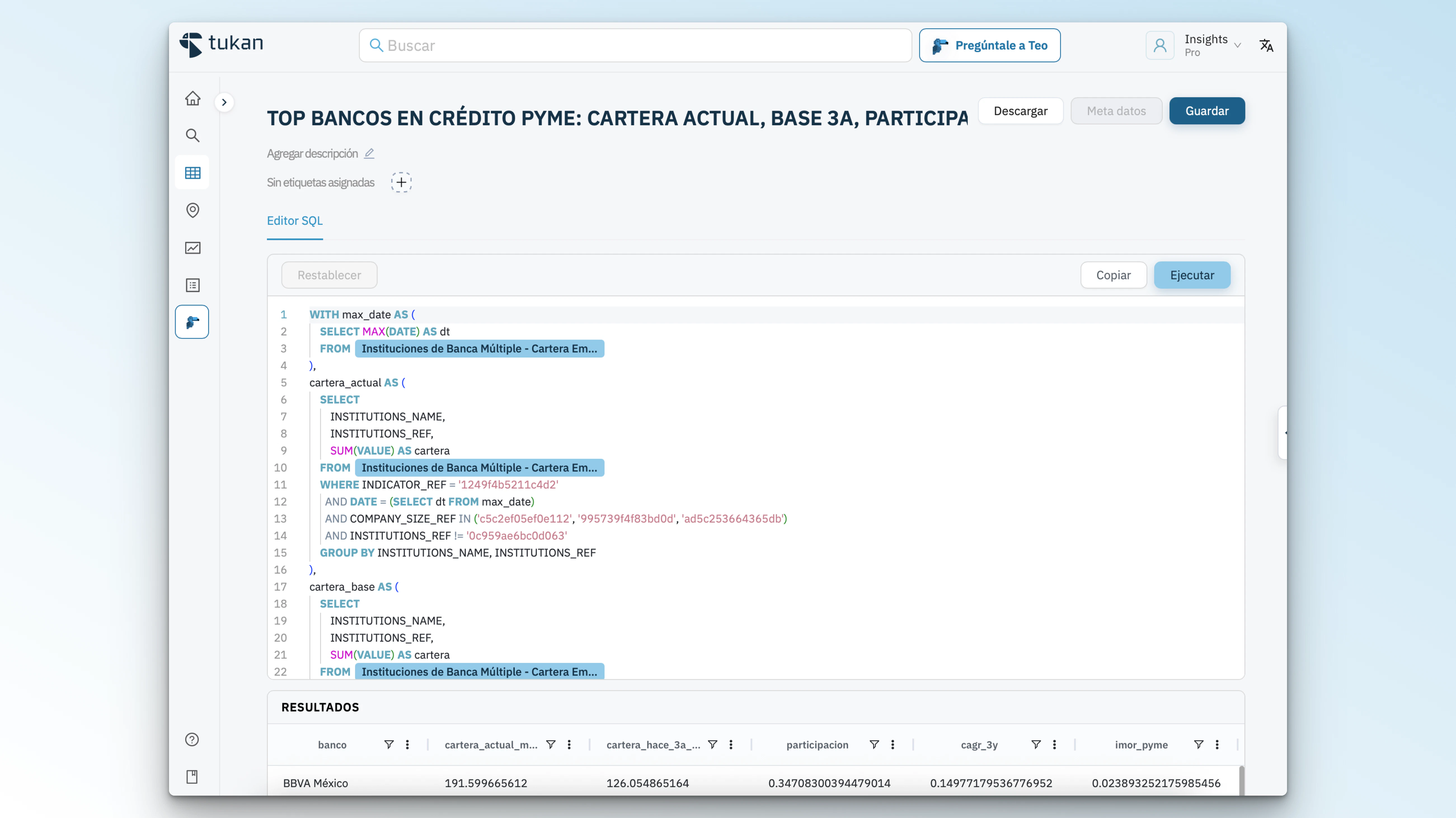 Editor de consultas SQL