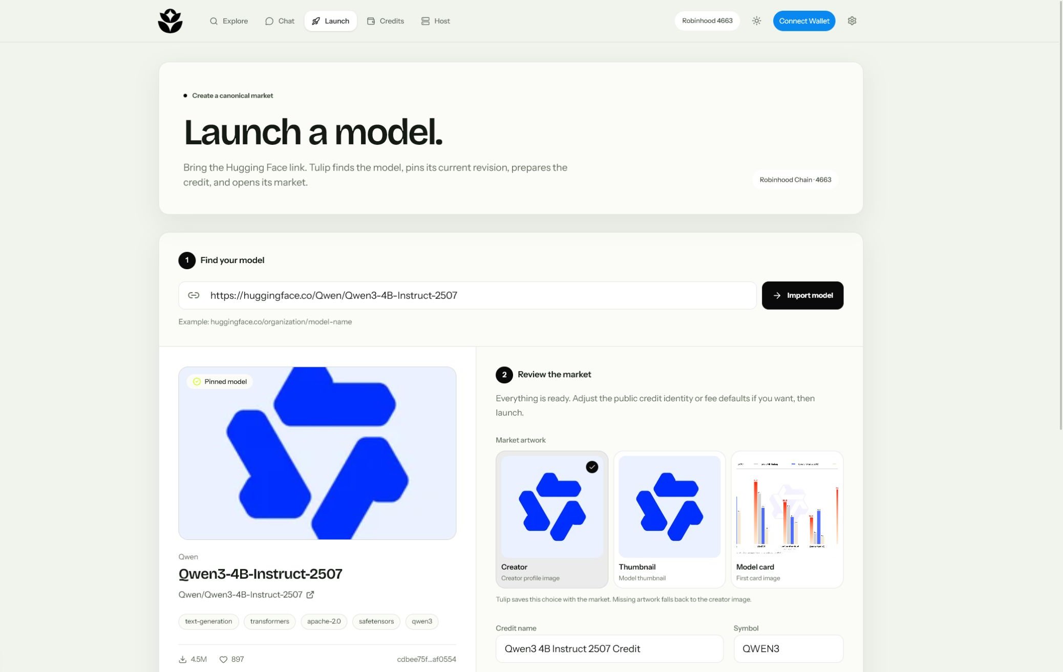 Launch a model market