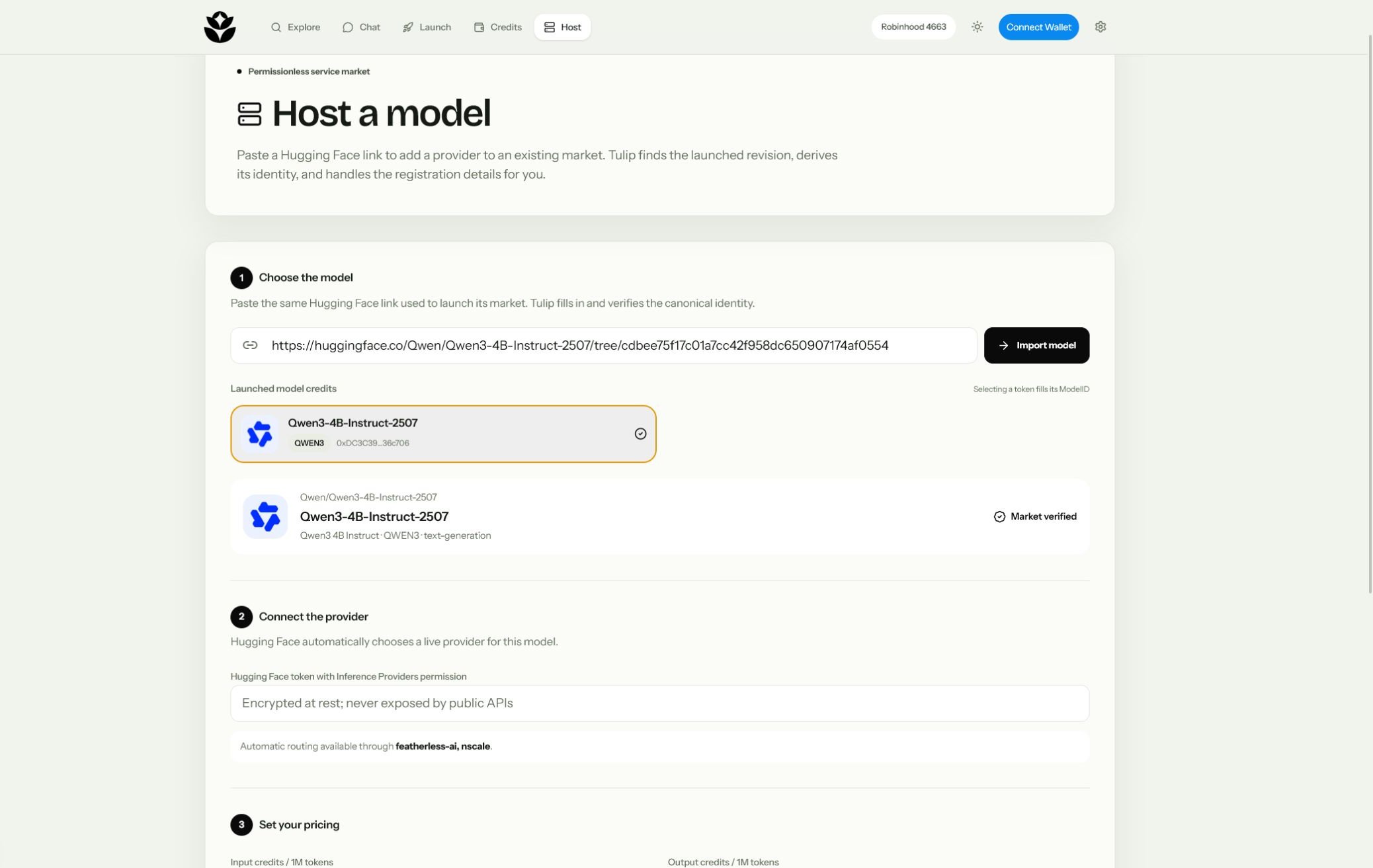 Provider onboarding with a verified model