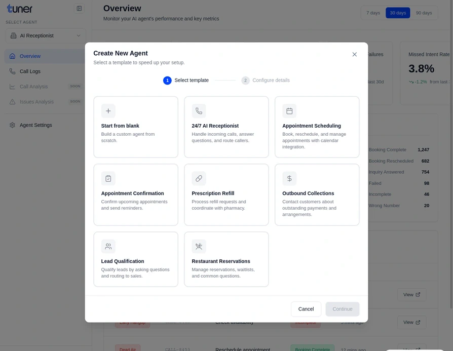 Tuner Agent Setup Modal