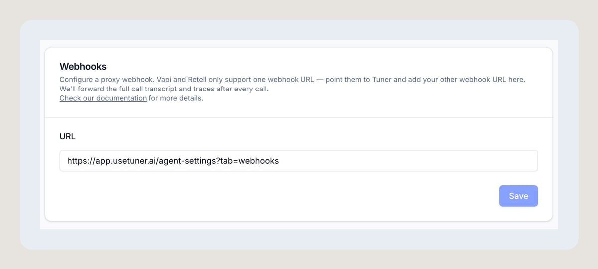 Webhook proxy settings in Tuner