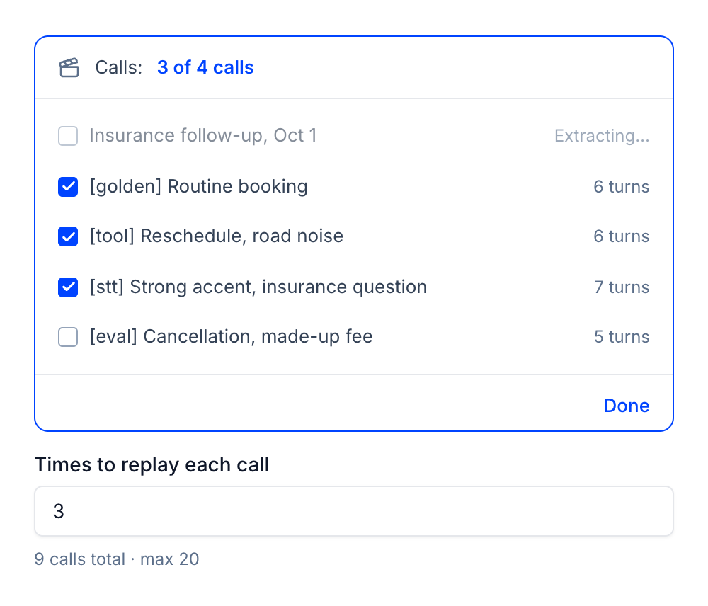Picking Dataset calls in New Replay and choosing how many times to replay each one