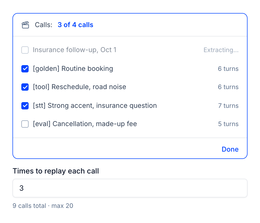 Picking Dataset calls in New Replay and choosing how many times to replay each one