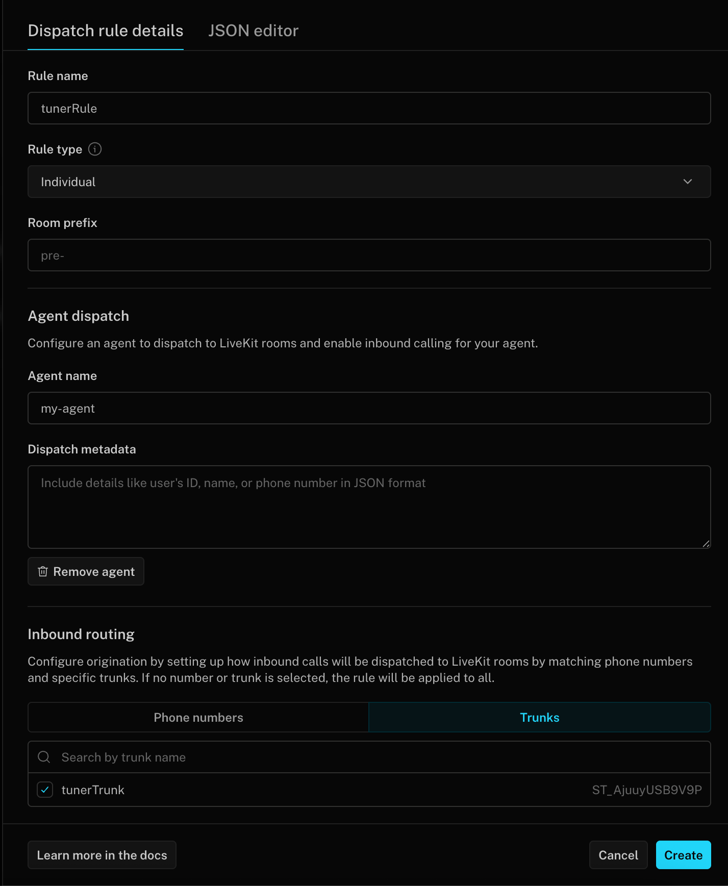LiveKit, dispatch rule