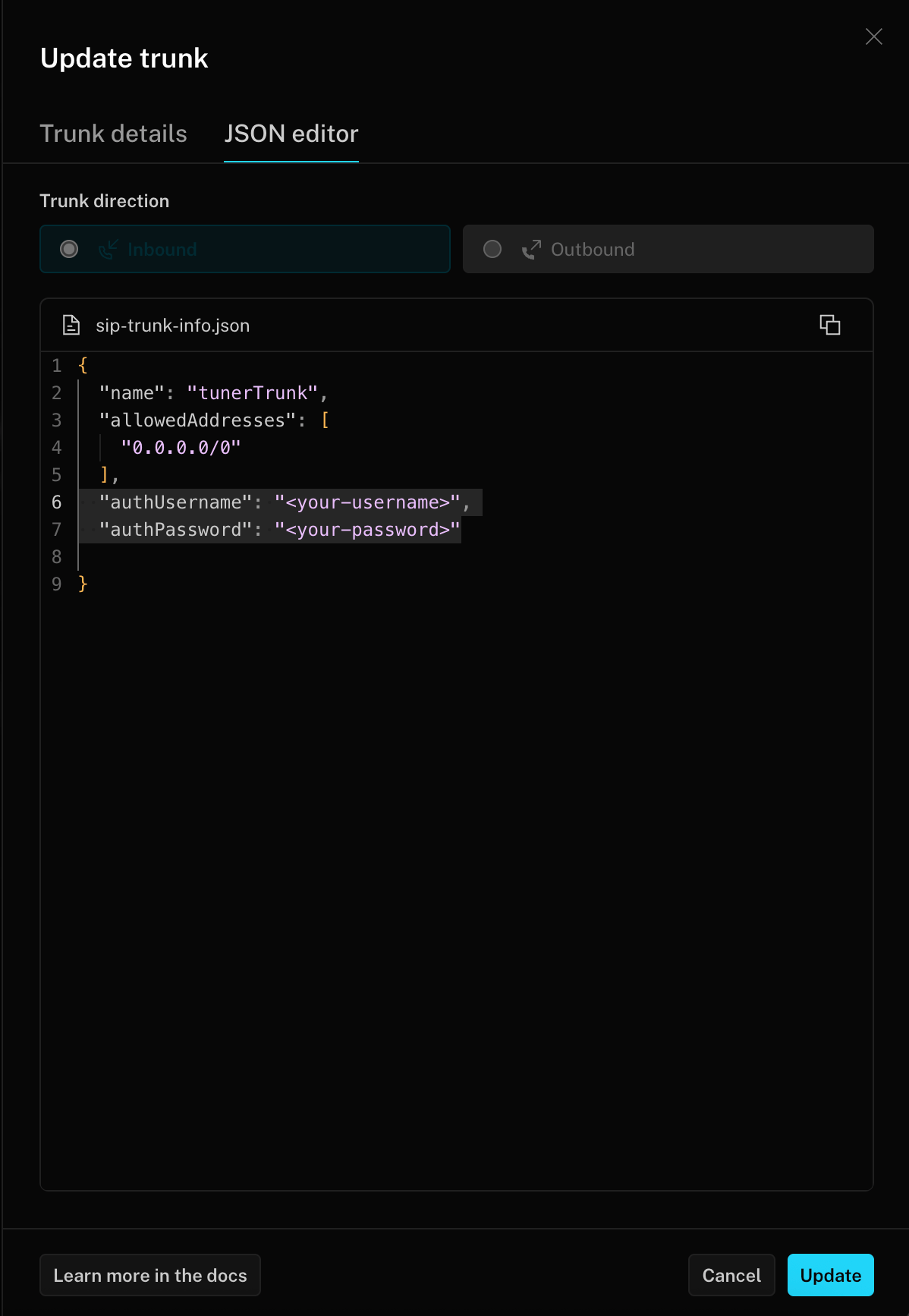 LiveKit, inbound trunk digest credentials