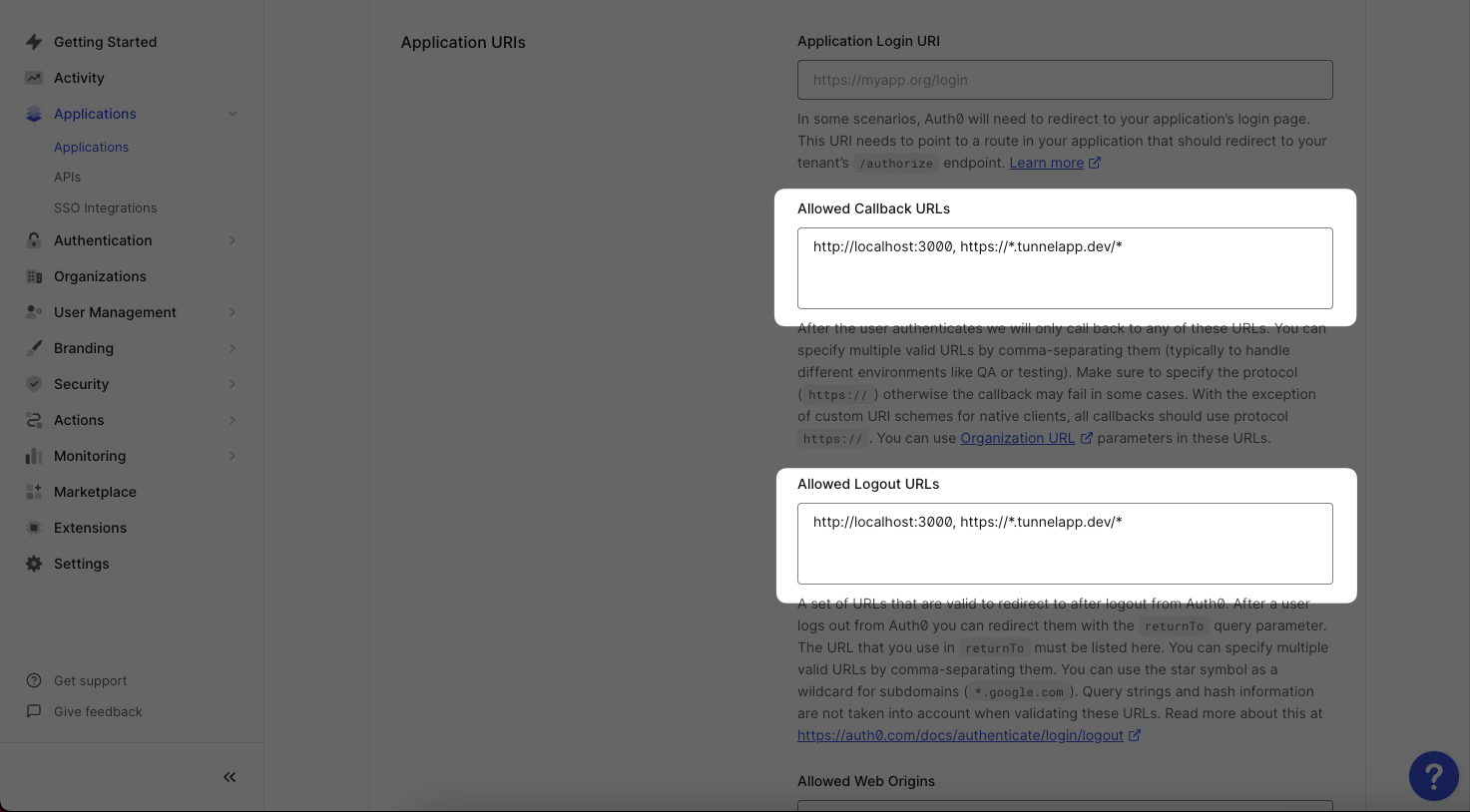 Auth0: Callback URL mismatch - Tunnel