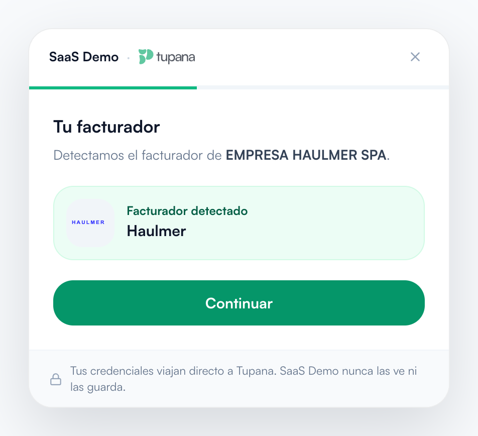 Widget: facturador detectado