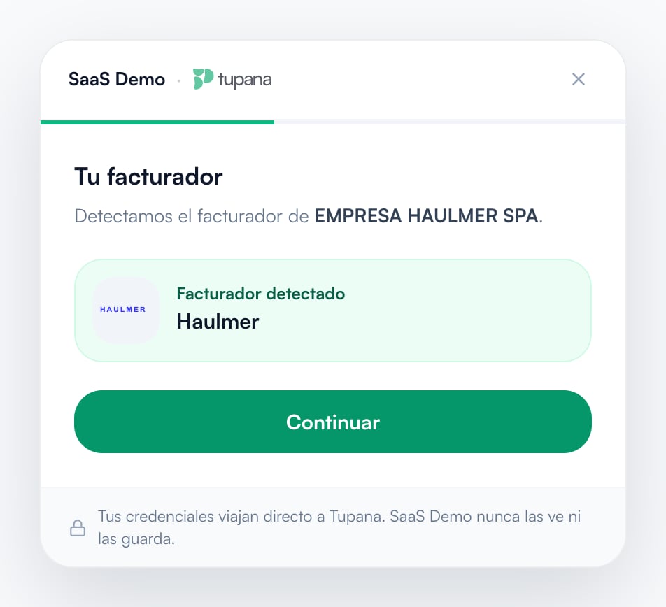 Widget: facturador detectado
