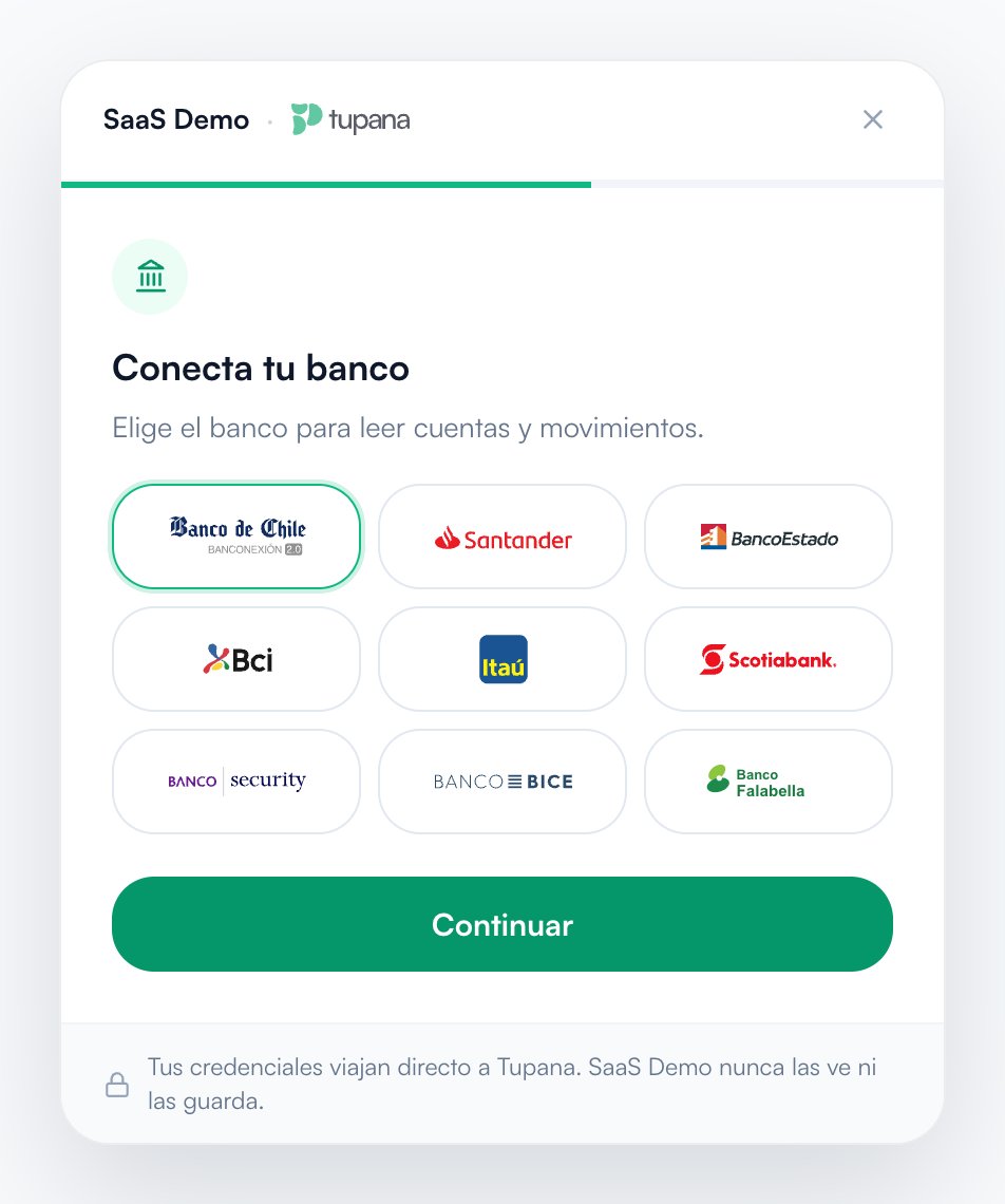 Widget: selector de banco