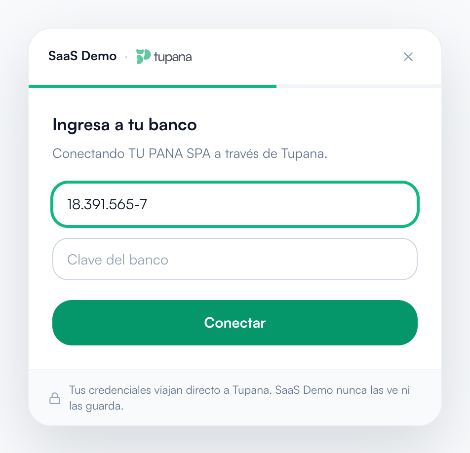 Widget: clave del banco
