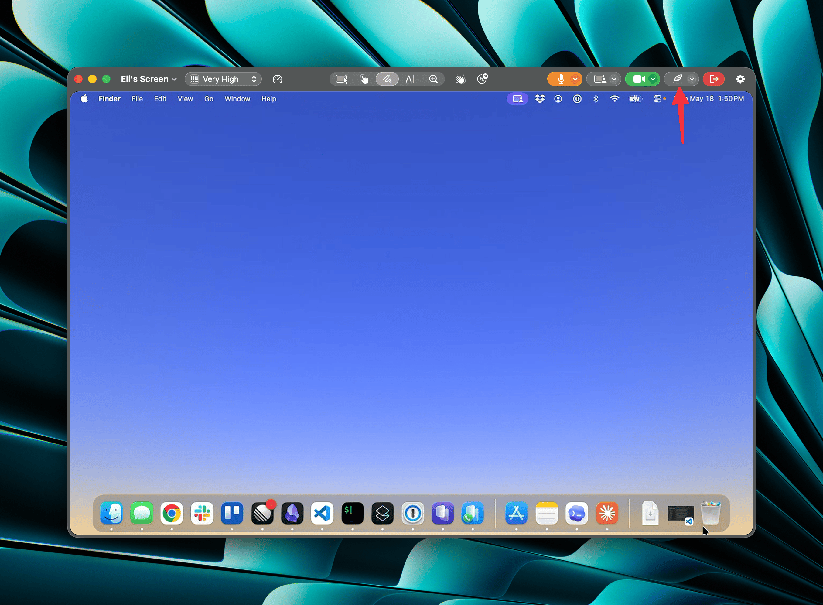 Transcription screen share control