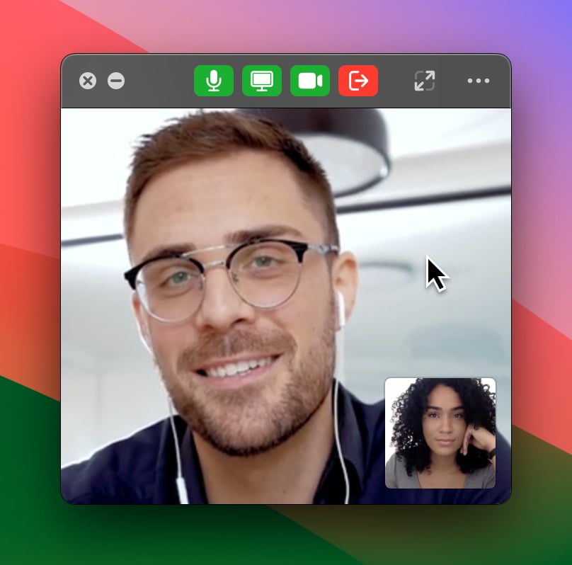 Coding mode webcam window floating above the screen share
