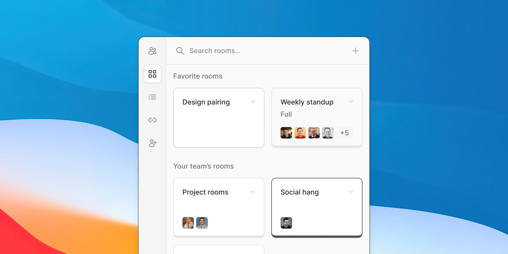 Room dropdown menu with Favorite Room selected