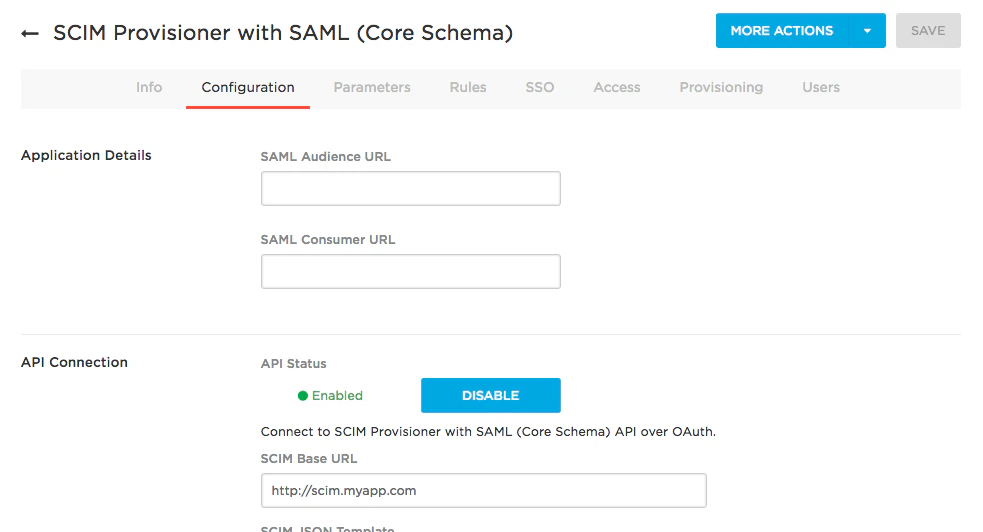 SCIM connection enabled