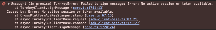No active session or token available