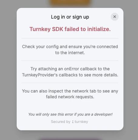 Turnkey SDK Failed to Initialize