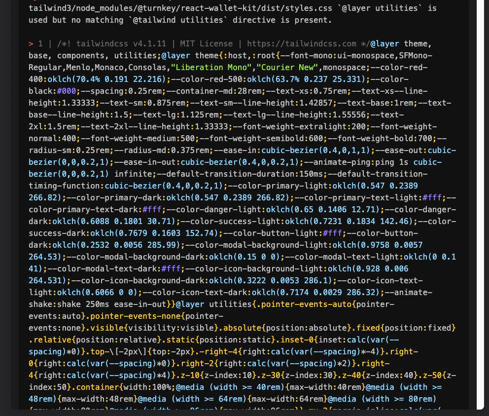 Tailwind utilities error