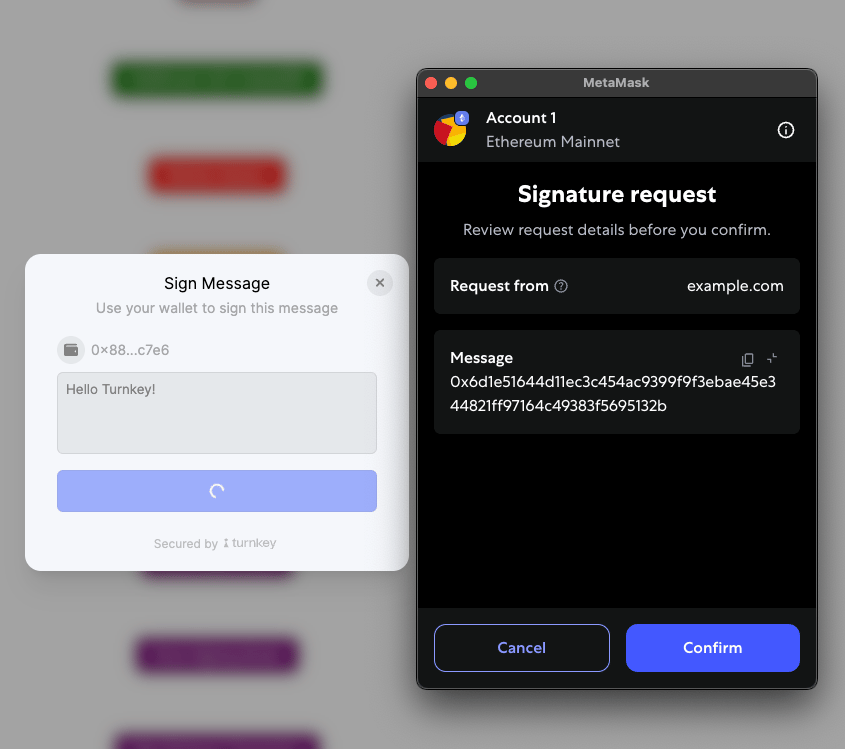 Signing message with external wallet